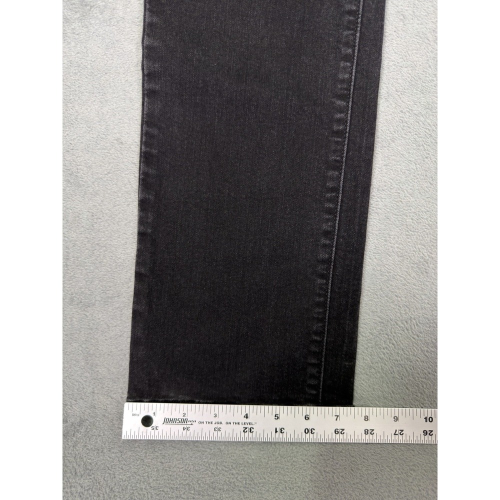 Levis 505 Jeans Womens 28 Black Dark Wash Denim Straight Mid Rise Stretch - Picture 6 of 10